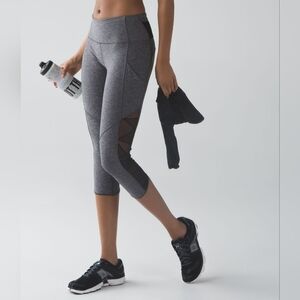 Lululemon Goal Crusher Crop Heathered Black size 4